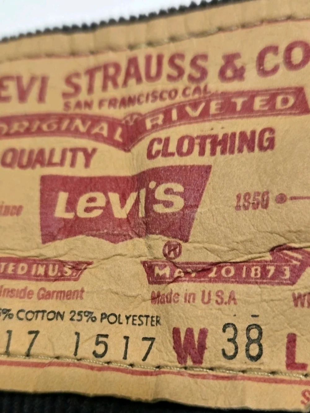 Vintage 1983 Levi's 517 Corduroy Pants 38x30 Black Bootcut White Tab USA Made